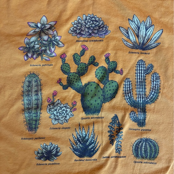 Doe. T-Shirt Women's Size Large LG succulent plant Graphic Tee Mustard Yellow - Picture 3 of 3